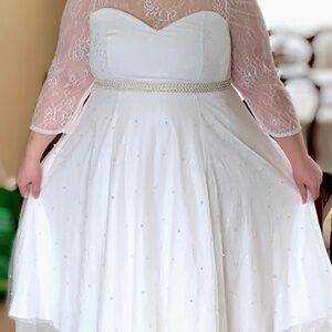 Wedding Dress ✨ Elegant White Lace Fit & Flare Dress – Size 14 ✨